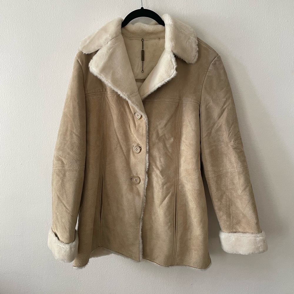 Vintage leather shearling coat